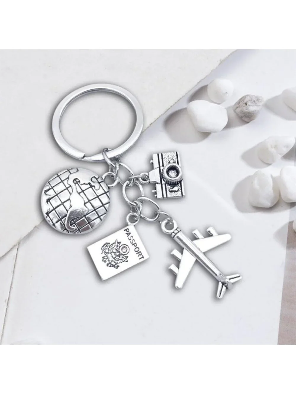 25 Pack Travel Airplane Keychains - Adventure Camera Keyrings for Travelers